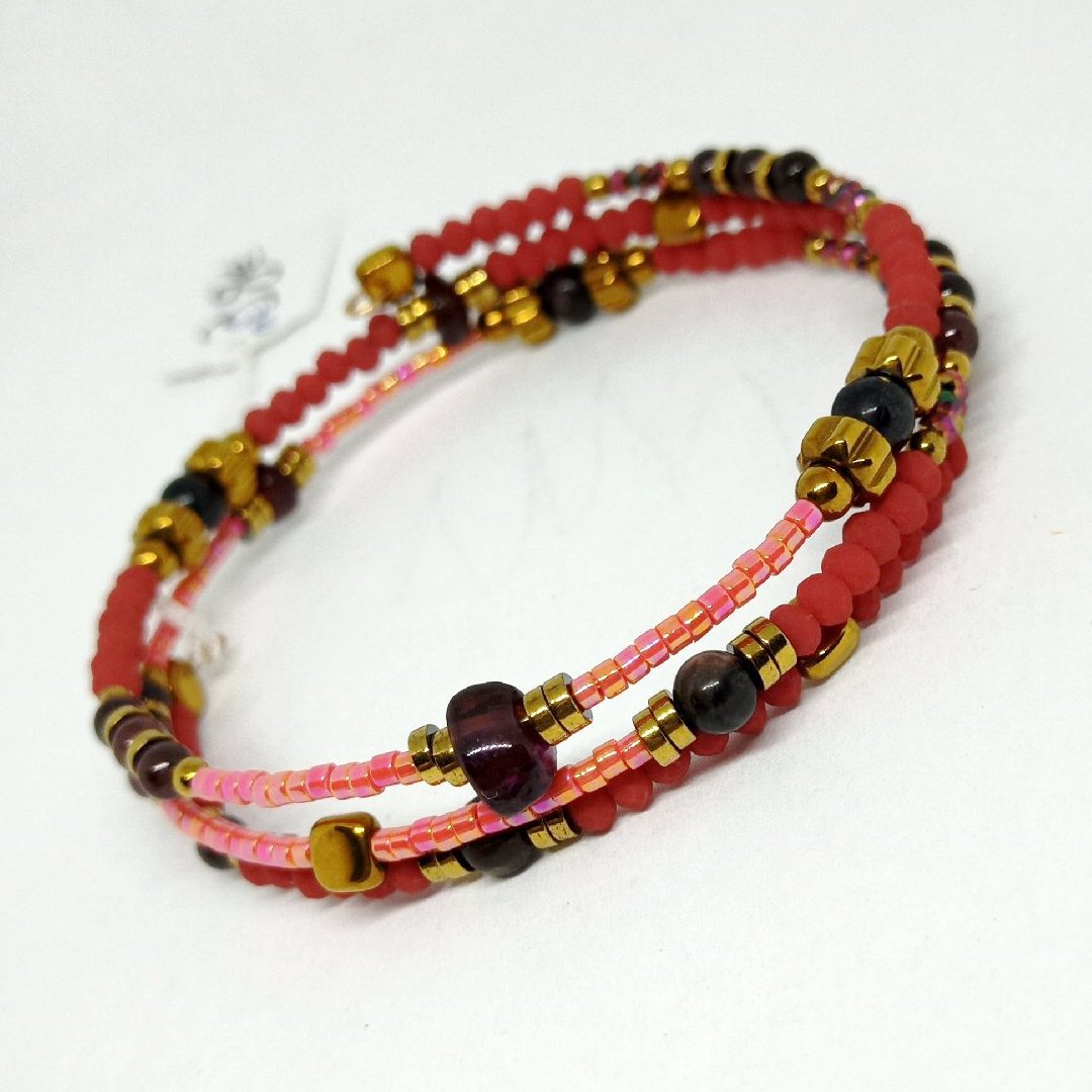 Bracelets en perles en pierre, plusieurs tours