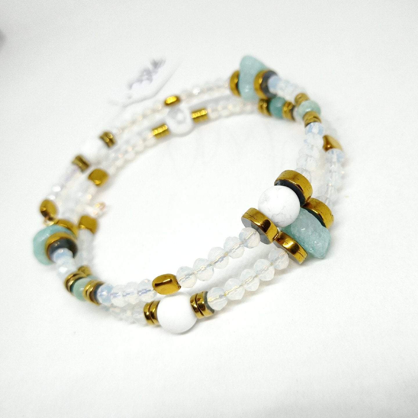Bracelets en perles en pierre, plusieurs tours