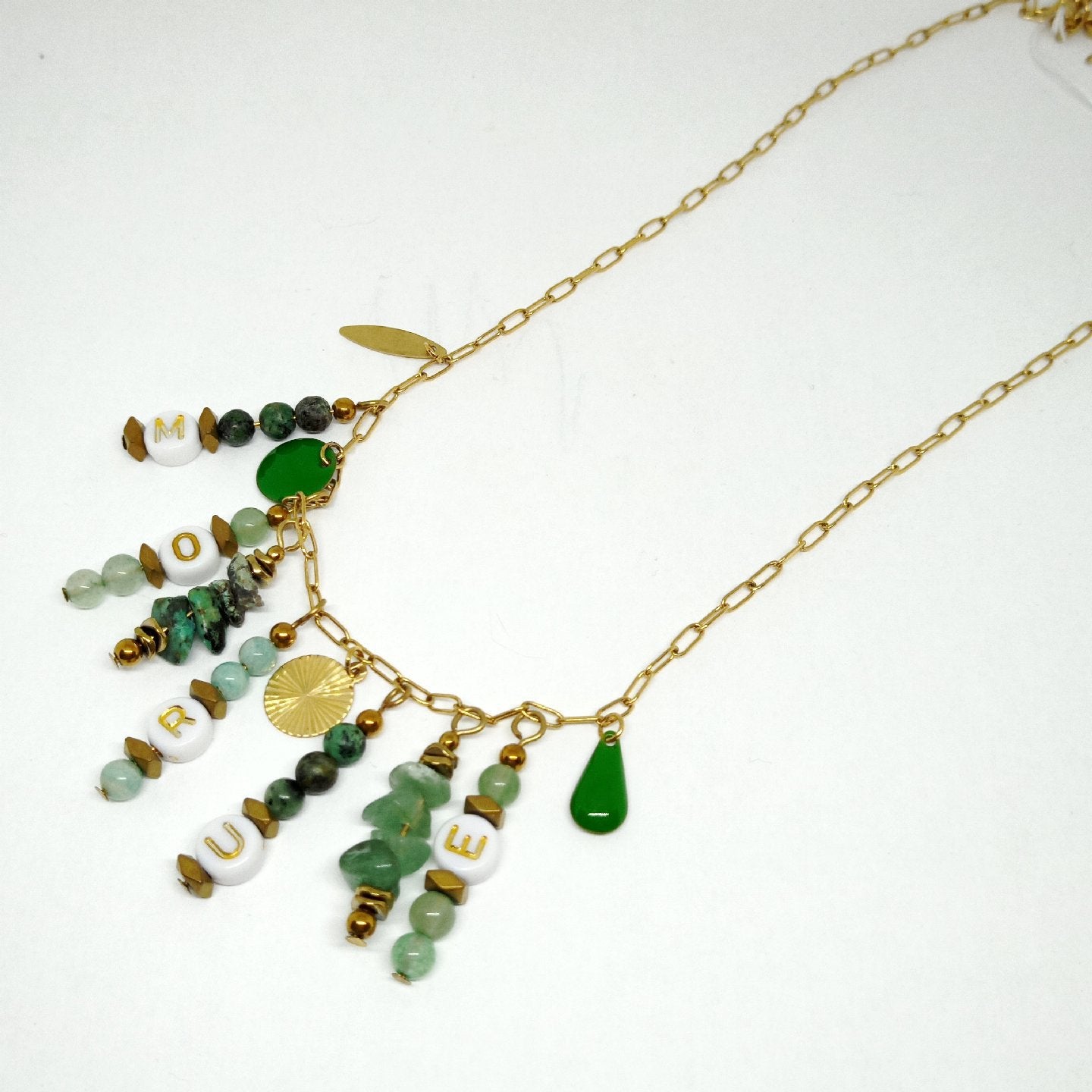 Collier bohême à message "morue"