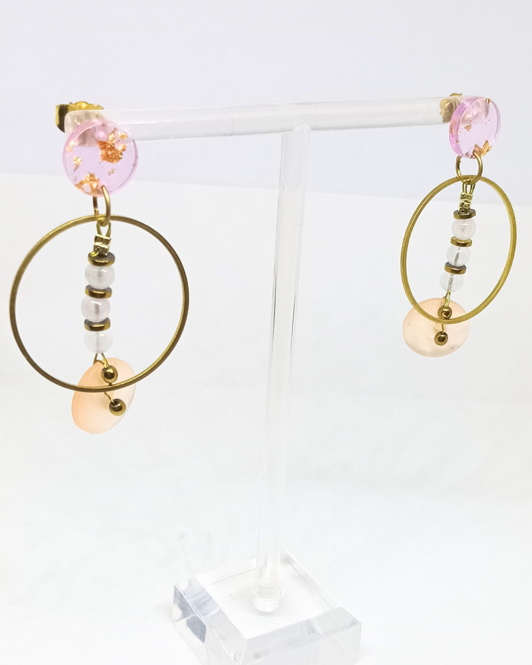 Boucles d'oreilles boutons verts "Jamy"