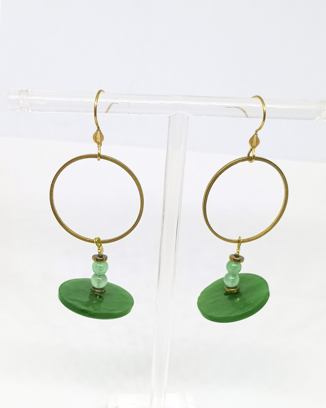 Boucles d'oreilles boutons verts "Tamy"