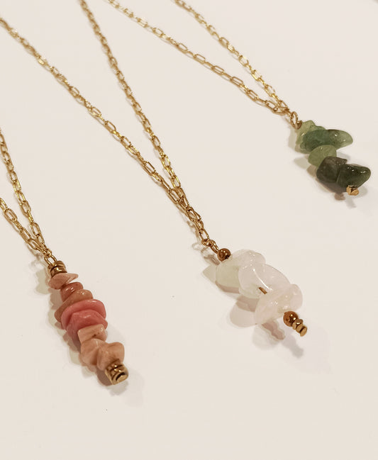 Collier en acier et pierre "Mani"