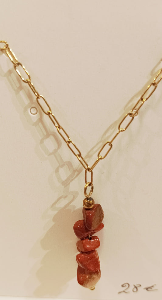 Collier en acier et pierre "Mani"