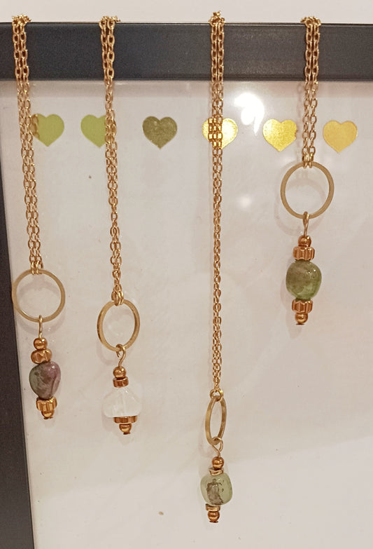 Collier en acier et pierre "Mana"