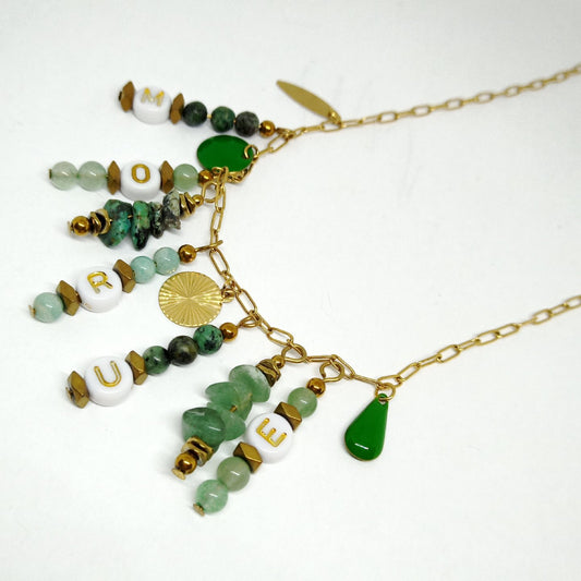 Collier bohême à message "morue"