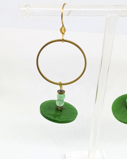 Boucles d'oreilles boutons verts "Tamy"
