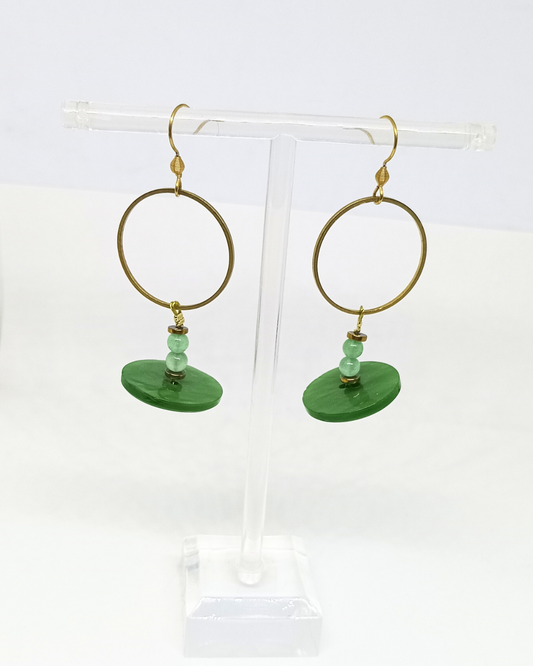 Boucles d'oreilles boutons verts "Tamy"